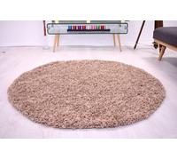 Bravich Mocha Thick Shaggy Circle Rug - California - 120Cm