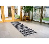 Bravich Modern Contemporary Stripes Lines Pattern Very Long Hallway Hall Runner Narrow Rugs Custom Length Grey Stripes Stair Carpet Mats 60x240CM (2'X8')