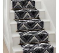 Bravich Modern Geometric Chevron Grey Hallway Runner Rug - Hessian Backed Flexible Stair Carpet Runner, Custom Length, Ideal for Stairs, Hallways & Kitchens- 2'x8' (60x244cm)