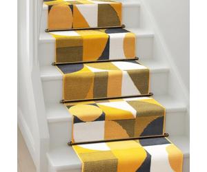 Bravich Modern Geometric Pattern Very Long Hallway Hall Runner Narrow Rugs Custom Length Grey Mustard Stair Carpet Mats 60x120CM (2'X4')