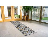 Bravich Modern Geometric Shapes Motif Pattern Very Long Hallway Hall Runner Narrow Rugs Custom Length Grey &Gold Stair Carpet Mats 60x600CM (2'X20')