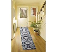 Bravich Modern Geometric Tiles Checkered Pattern Very Long Hallway Hall Runner Narrow Rugs Custom Length Grey & Rose Stair Carpet Mats 60x180CM (2'X6')