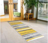 Bravich ModernAbstract Pattern Very Long Hallway Hall Runner Narrow Rugs Custom Length Grey Gold Stair Carpet Mats 60x540CM (2'X18')