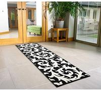 Bravich ModernFloral Flower Pattern Very Long Hallway Hall Runner Narrow Rugs Custom Length Black & White Floral Stair Carpet Mats 60x90CM (2'X3')