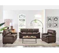 Bravich Oxford Bonded Faux Leather Sofa Suite - Chocolate Brown