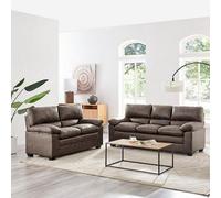 Bravich Oxford Chocolate Brown Faux Leather Sofa Set - 2 & 3 Seaters
