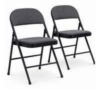 Bravich Padded Fabric Folding Chair - Black, Set Of 2
