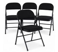 Bravich Padded Fabric Folding Chair - Black, Set Of 4