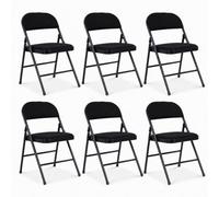 Bravich Padded Fabric Folding Chair - Black, Set Of 6