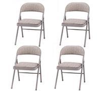 Bravich Padded Fabric Folding Chair - Grey Beige, Set Of 4