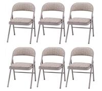 Bravich Padded Fabric Folding Chair - Grey Beige, Set Of 6