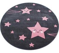 Bravich Pink And Grey Stars Circle Rug - Kids - 120Cm