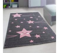 Bravich Pink And Grey Stars Rug - Kids - 80X150Cm