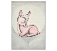 Bravich Pink Baby Deer Kids Rug, 80 x 150 cm (2ft7 x 4ft11) - Soft Anti-Allergic Childrens Rug for Bedroom, Playroom & Nursery, OEKO-TEX Tested, Non Shed Play Mat Rug