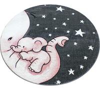 Bravich Pink Baby Elephant And Stars Cirlce Rug - Kids - 120Cm