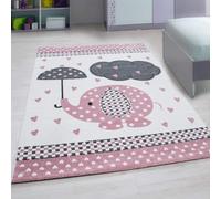 Bravich Pink Baby Elephant Hearts Rug - Kids - 80X150Cm