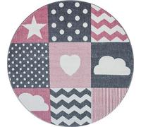 Bravich Pink Checked Circle Rug - Kids - 120Cm