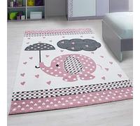 Bravich Pink Eli & Hearts Kids Rug, 80 x 150 cm (2ft7 x 4ft11) - Soft Anti-Allergic Childrens Rug for Bedroom, Playroom & Nursery, OEKO-TEX Tested, Non Shed Play Mat Rug