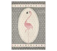 Bravich Pink Flamingo Kids Rug, 13mm Pile, 160 x 230 cm (5'3" x 7'7") | Soft anti allergic play mat, OEKO-TEX tested polypropylene, hessian backed, floor carpet, boys girls toddler baby, non modern