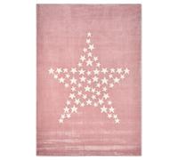 Bravich Pink Star Kids Rug, 13mm Pile, 80 x 150 cm (2'7" x 4'11") | Play mat, OEKO-TEX tested polypropylene, hessian backed, floor carpet, boys girls toddler baby, non shed, round, cosy, modern