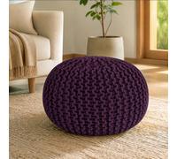 Bravich Purple Chunky Knitted Pouffe Footstool - 50Cm Round