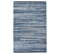 Bravich Recycled Cotton Chindi Rug Denim Blue, Handwoven Rag Rug 60x90 cm (2ft x 3ft), Machine Washable Reversible Cotton Area Rug for Living Room, Bedroom and Kitchen