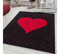Bravich Red & Black Heart Kids Rug - Bambi - 80X150Cm (2'8"x5')