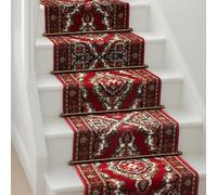 Bravich Red & Cream Texas Medallion Hallway Runner Rug, Hessian Backed Flexible Stair Carpet Runner,Long Length, Ideal for Stairs, Hallways & Kitchens 60 x 450cm (2'x15')