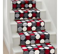 Bravich Red & Grey Spots Hallway Runner Rug, Hessian Backed Flexible Stair Carpet Runner, Extra Long Length, Ideal for Stairs, Hallways & Kitchens 60x180CM (2'X6')