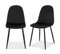 Bravich Ron Velvet Dining Chair - Black, Set Of 2