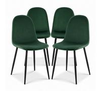 Bravich Ron Velvet Dining Chair - Green, Set Of 4