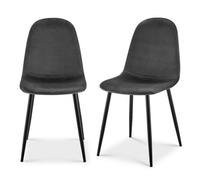 Bravich Ron Velvet Dining Chair - Grey, Set Of 2