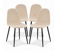 Bravich Ron Velvet Dining Chair - Ivory, Set Of 4