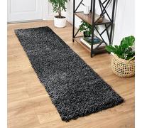 Bravich Rug Masters Polypropylene Rectangular Modern Shaggy Soft Rugs For Living Room | Non Shedding Washable, 60x230 cm (2ft x 7ft7)- Anthracite