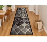 Bravich RugMasters Anejo Grey Rubber Backed Non Slip Machine Washable Very Long Hallway Hall Runner Narrow Rugs Custom Length Stair Mats 2'2"x12'FT (66x366cm)