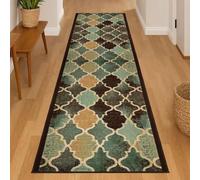 Bravich RugMasters Anejo TEAL Rubber Backed Non Slip Machine Washable Very Long Hallway Hall Runner Narrow Rugs Custom Length Stair Mats 2'2"x4'FT (66x122cm)