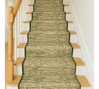 Bravich RugMasters Blend Green Rubber Backed Non Slip Machine Washable Very Long Hallway Hall Runner Narrow Rugs Custom Length Stair Mats 2'2"x8'FT (66x244cm)