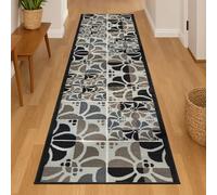 Bravich RugMasters Daisy Grey Rubber Backed Non Slip Machine Washable Very Long Hallway Hall Runner Narrow Rugs Custom Length Stair Mats 2'2"x4'FT (66x122cm)