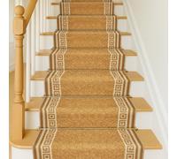 Bravich RugMasters Greek BEIGE Rubber Backed Non Slip Machine Washable Very Long Hallway Hall Runner Narrow Rugs Custom Length Stair Mats 2'2"x15'FT (66x457cm)
