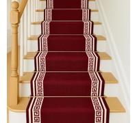 Bravich RugMasters Greek RED Rubber Backed Non Slip Machine Washable Very Long Hallway Hall Runner Narrow Rugs Custom Length Stair Mats 2'2"x3'FT (66x91cm)