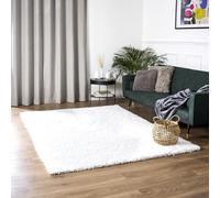Bravich RugMasters LARGE SNOW WHITE Shaggy Rug 5 cm Thick Shag Pile Soft Shaggy Area Rugs Modern Carpet Living Room Bedroom Mats 140x200 cm (4ft7 x 6ft7)