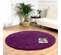 Bravich RugMasters ROUND CIRCULAR PURPLE Shaggy Rug 5 cm Thick Shag Pile Soft Shaggy Area Rugs Modern Carpet Living Room Bedroom Mats 120cm Circle (4ft)