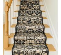 Bravich RugMasters Tiles Grey Rubber Backed Non Slip Machine Washable Very Long Hallway Hall Runner Narrow Rugs Custom Length Stair Mats 2'2"x6'FT (66x183cm)