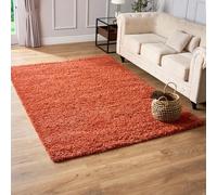 Bravich RugMasters VERY LARGE TERRACOTTA/BURNT ORANGE Shaggy Rug 5 cm Thick Shag Pile Soft Shaggy Area Rugs Modern Carpet Living Room Bedroom Mats 160x230 cm (5ft3 x 7ft7)