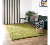 Bravich Shaggy Rug Green 120 x 170 cm (4' x 5'6"), Large Living Room Thick | Lounge bedroom rugs, soft deep pile carpet, non slip anti slip hessian backing, shed free polypropylene, dining nursery, cosy