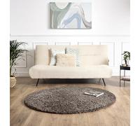 Bravich Shaggy Rug Taupe 120 cm Circle (4'), Small Bedroom Kitchen Non Slip | Hallway rugs, thick soft fluffy deep pile carpet, hessian backing grips floors, shed free polypropylene, living room, durable