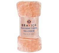 Bravich Soft Faux Mink Throw - Blush Pink. Double Size Large Fluffy Blanket For Bed, Sofa & Duvet Bedding Throws. Faux Fur Thick Fleece Throw Blankets For Home - (Blush Pink, Double, 150x200cm).