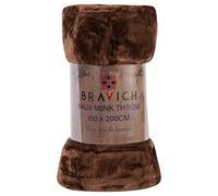 Bravich Soft Faux Mink Throw - Chocolate. Double Size Large Fluffy Blanket For Bed, Sofa & Duvet Bedding Throws. Faux Fur Thick Fleece Throw Blankets For Home Decor - (Chocolate, Double, 150x200cm).
