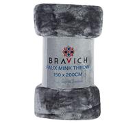 Bravich Soft Faux Mink Throw - Silver. Double Size Large Fluffy Blanket For Bed, Sofa & Duvet Bedding Throws. Faux Fur Thick Fleece Throw Blankets For Home - (Silver, Double, 150x200cm).