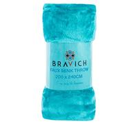 Bravich Soft Faux Mink Throw - Teal. King Size Large Fluffy Blanket For Bed, Sofa & Duvet Bedding Throws. Faux Fur Thick Fleece Throw Blankets For Home - (Teal, King, 200 x 240cm).